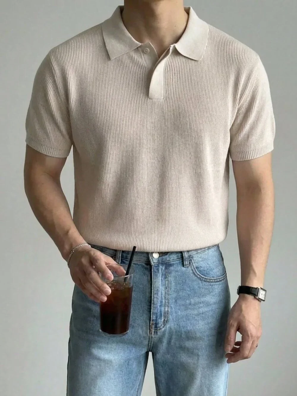 Apricot Casual Men's Half-Zip Color Knit Sweater